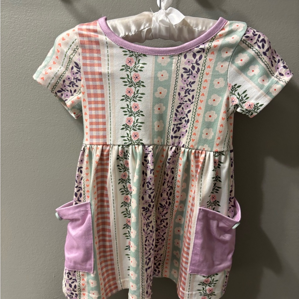 Floral Striped Kids Dress - Multicolor - Picture 3 of 3